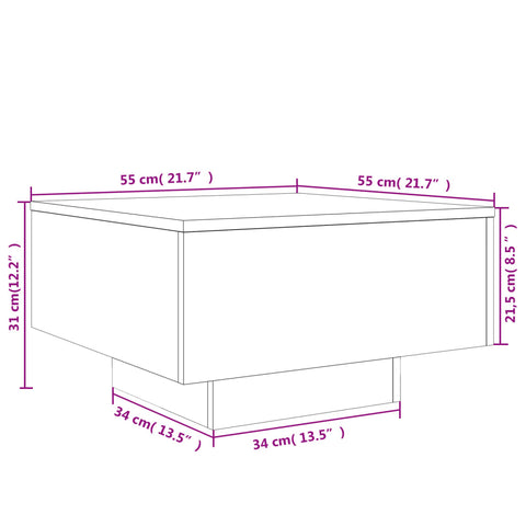 vidaXL Couchtisch Sonoma-Eiche 55x55x31 cm Holzwerkstoff