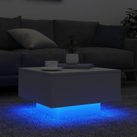 vidaXL Couchtisch mit LED-Leuchten Weiß 55x55x31 cm