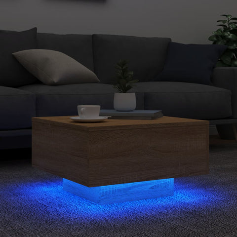 vidaXL Couchtisch mit LED-Leuchten Sonoma-Eiche 55x55x31 cm