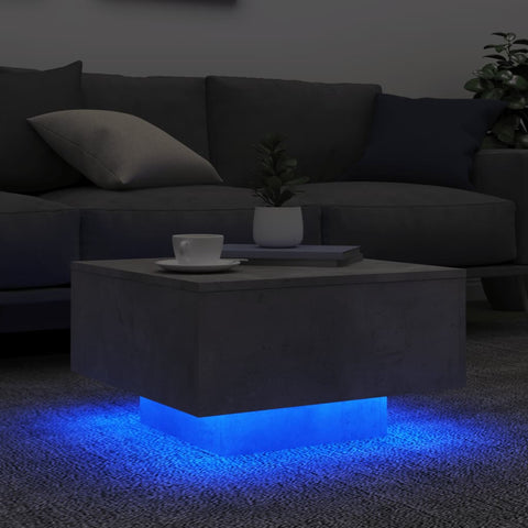 vidaXL Couchtisch mit LED-Leuchten Betongrau 55x55x31 cm