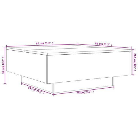 vidaXL Couchtisch Weiß 80x80x31 cm Holzwerkstoff