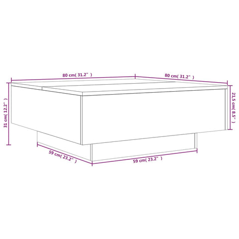 vidaXL Couchtisch Grau Sonoma 80x80x31 cm Holzwerkstoff