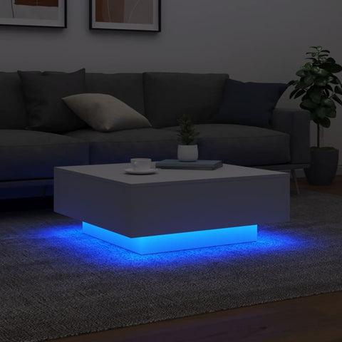 vidaXL Couchtisch mit LED-Leuchten Weiß 80x80x31 cm