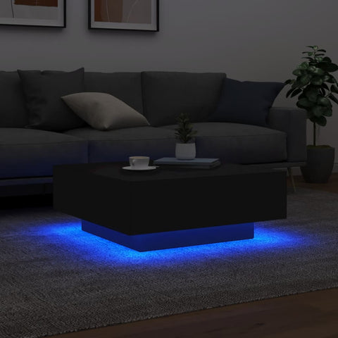 vidaXL Couchtisch mit LED-Leuchten Schwarz 80x80x31 cm