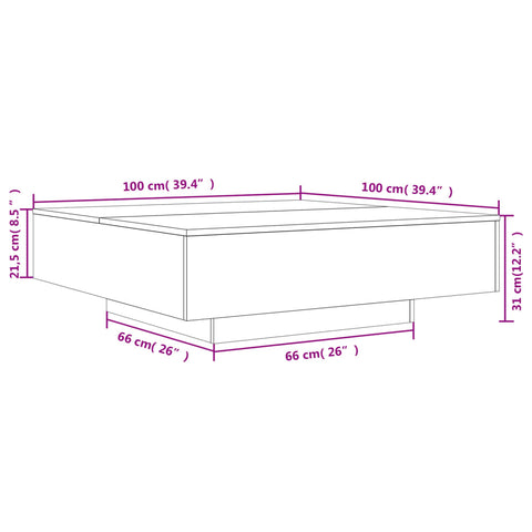 vidaXL Couchtisch Schwarz 100x100x31 cm Holzwerkstoff