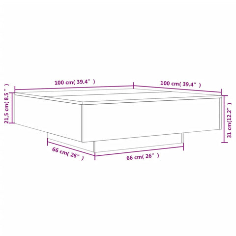 vidaXL Couchtisch Betongrau 100x100x31 cm Holzwerkstoff