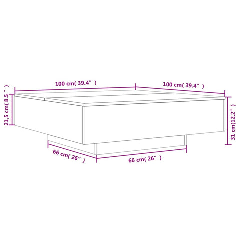 vidaXL Couchtisch Braun Eichen-Optik 100x100x31 cm Holzwerkstoff