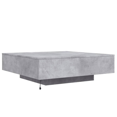 vidaXL Couchtisch mit LED-Leuchten Betongrau 100x100x31 cm