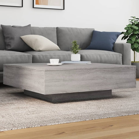 vidaXL Couchtisch mit LED-Leuchten Grau Sonoma 100x100x31 cm