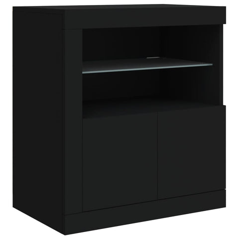 Sideboard mit LED-Leuchten Schwarz 60,5x37x67 cm