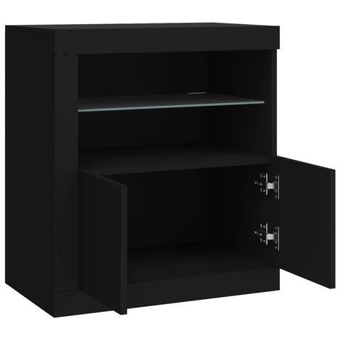 Sideboard mit LED-Leuchten Schwarz 60,5x37x67 cm