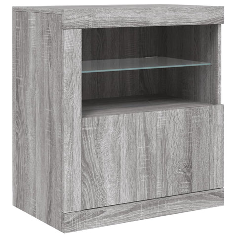 vidaXL Sideboard mit LED-Leuchten Grau Sonoma 60,5x37x67 cm