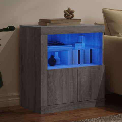 vidaXL Sideboard mit LED-Leuchten Grau Sonoma 60,5x37x67 cm