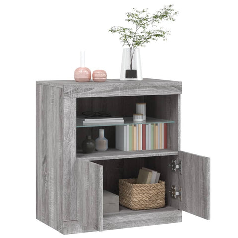 vidaXL Sideboard mit LED-Leuchten Grau Sonoma 60,5x37x67 cm