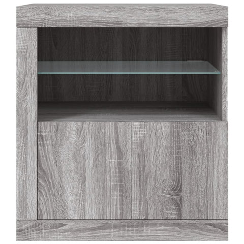 vidaXL Sideboard mit LED-Leuchten Grau Sonoma 60,5x37x67 cm