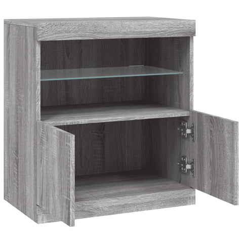 vidaXL Sideboard mit LED-Leuchten Grau Sonoma 60,5x37x67 cm