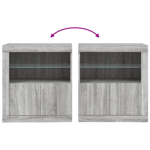 vidaXL Sideboard mit LED-Leuchten Grau Sonoma 60,5x37x67 cm