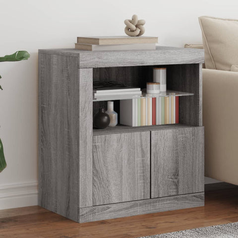 vidaXL Sideboard mit LED-Leuchten Grau Sonoma 60,5x37x67 cm