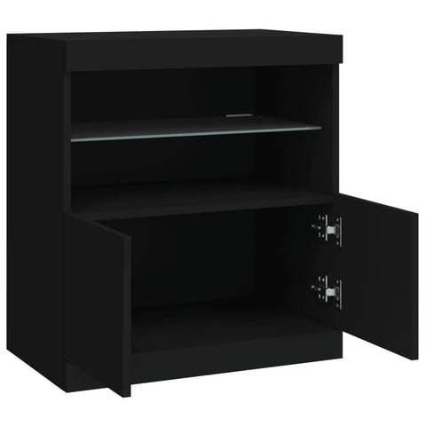 Sideboard mit LED-Leuchten Schwarz 60x37x67 cm