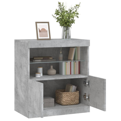 Sideboard mit LED-Leuchten Betongrau 60x37x67 cm