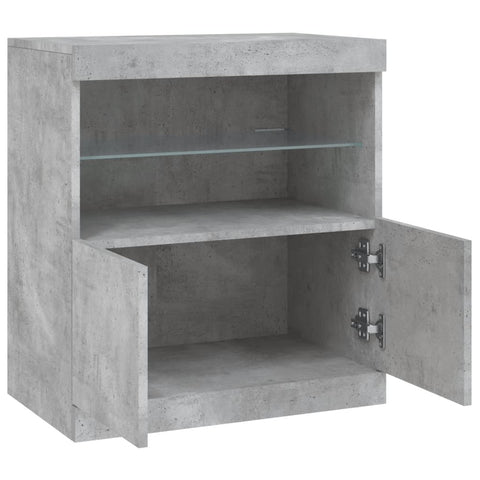 Sideboard mit LED-Leuchten Betongrau 60x37x67 cm