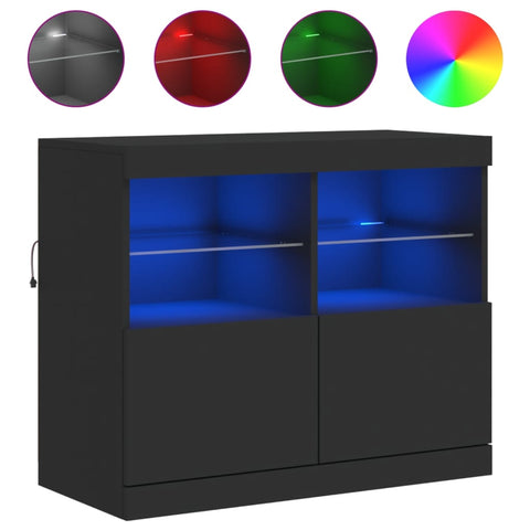 Sideboard mit LED-Leuchten Schwarz 81x37x67 cm