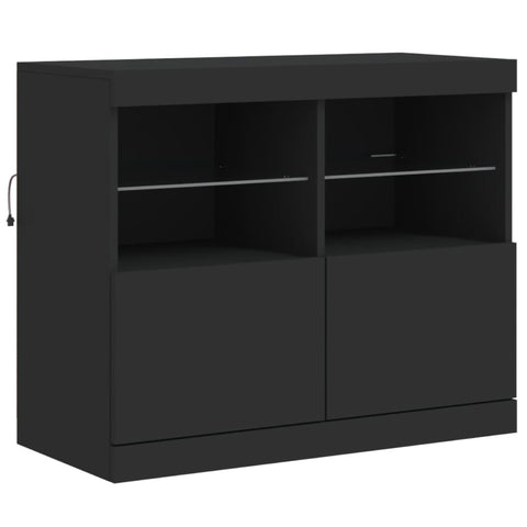 Sideboard mit LED-Leuchten Schwarz 81x37x67 cm