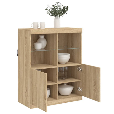 Sideboard mit LED-Leuchten Sonoma-Eiche 81x37x100 cm