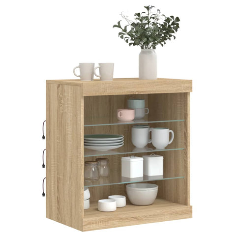 vidaXL Sideboard mit LED-Leuchten Sonoma-Eiche 60,5x37x67 cm