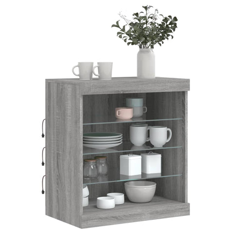 vidaXL Sideboard mit LED-Leuchten Grau Sonoma 60,5x37x67 cm