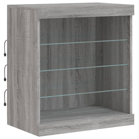 vidaXL Sideboard mit LED-Leuchten Grau Sonoma 60,5x37x67 cm