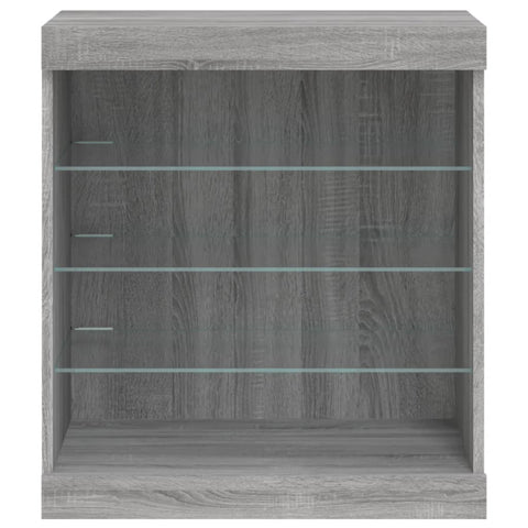 vidaXL Sideboard mit LED-Leuchten Grau Sonoma 60,5x37x67 cm