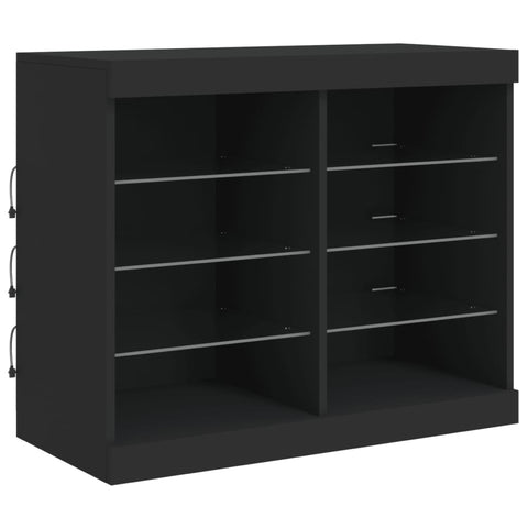 vidaXL Sideboard mit LED-Leuchten Schwarz 81x37x67 cm