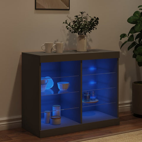 vidaXL Sideboard mit LED-Leuchten Schwarz 81x37x67 cm