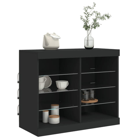 vidaXL Sideboard mit LED-Leuchten Schwarz 81x37x67 cm