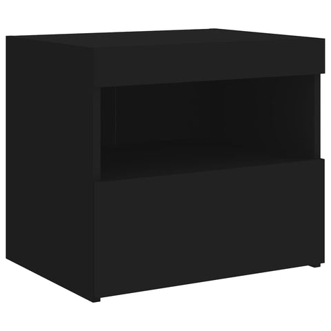 vidaXL Nachttische mit LED-Leuchten 2 Stk. Schwarz 50x40x45 cm