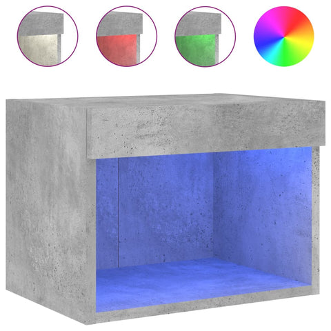 vidaXL Wand-Nachttisch mit LED-Leuchten Betongrau