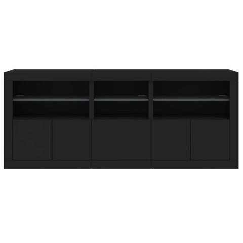 Sideboard mit LED-Leuchten Schwarz 162x37x67 cm