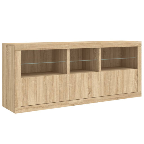 Sideboard mit LED-Leuchten Sonoma-Eiche 162x37x67 cm