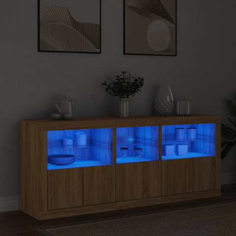 Sideboard mit LED-Leuchten Sonoma-Eiche 162x37x67 cm