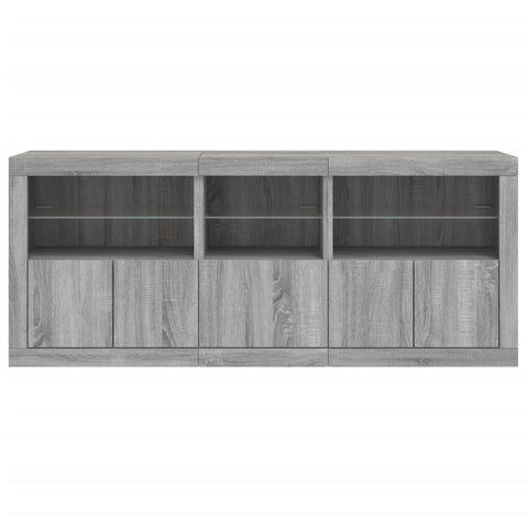 vidaXL Sideboard mit LED-Leuchten Grau Sonoma 162x37x67 cm