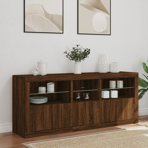 Sideboard mit LED-Leuchten Braun Eichen-Optik 162x37x67 cm