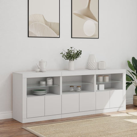 Sideboard mit LED-Leuchten Weiß 181,5x37x67 cm