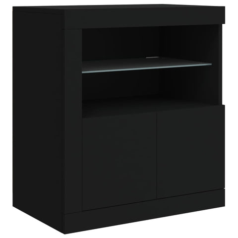 Sideboard mit LED-Leuchten Schwarz 181,5x37x67 cm