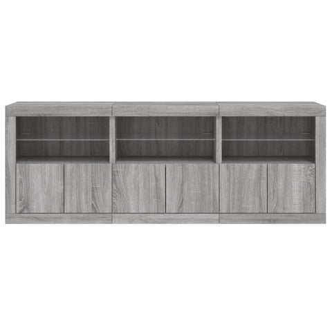 vidaXL Sideboard mit LED-Leuchten Grau Sonoma 181,5x37x67 cm