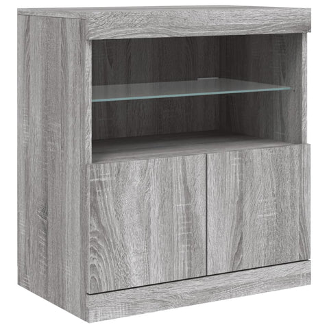 vidaXL Sideboard mit LED-Leuchten Grau Sonoma 181,5x37x67 cm