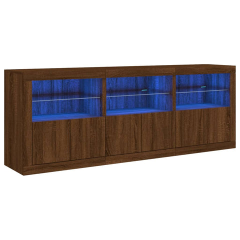 Sideboard mit LED-Leuchten Braun Eichen-Optik 181,5x37x67 cm