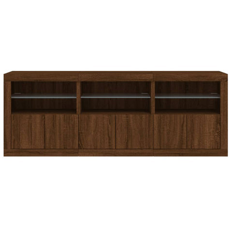 Sideboard mit LED-Leuchten Braun Eichen-Optik 181,5x37x67 cm