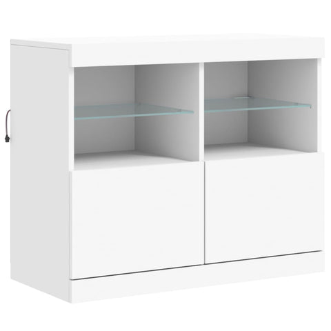 Sideboard mit LED-Leuchten Weiß 202x37x67 cm