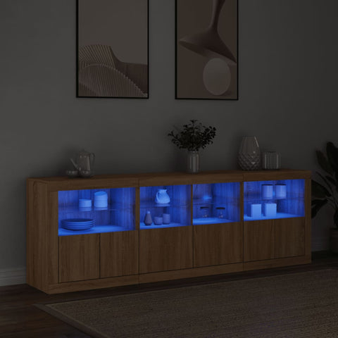 Sideboard mit LED-Leuchten Sonoma-Eiche 202x37x67 cm